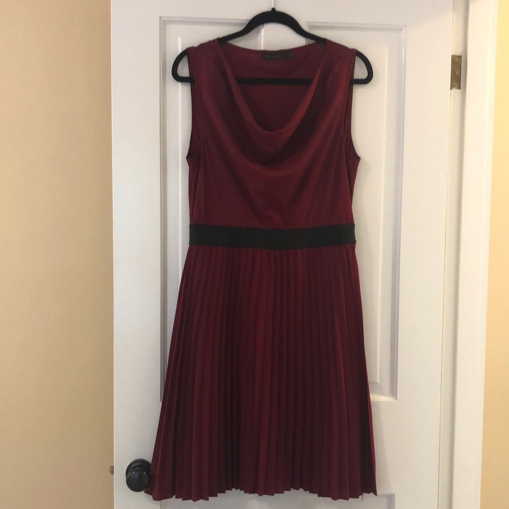 Cowl Neck Sleeveless Pleated Dress